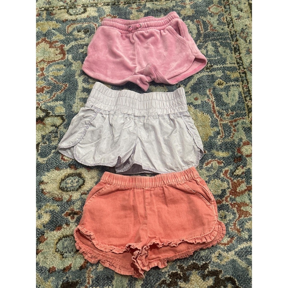 Shorts Bundle Girls Size 2T Pink Purple Coral Ruffle Velour GUC